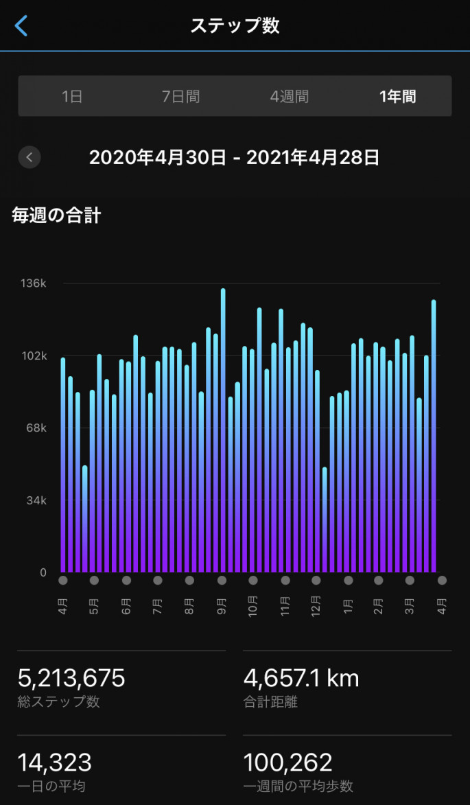 ステップ数1year